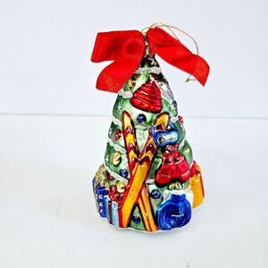LENOX Blown Glass Yuletide Treasures Winter Sports Ski Christmas Tree Ornament
